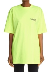 Balenciaga Campaign Logo Oversize Graphic Tee in Fluo Yellow/black at Nordstrom