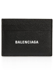 Balenciaga Cash Logo Leather Card Case