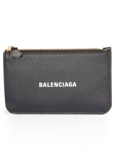 Balenciaga Cash Logo Long Leather Zip Card Holder