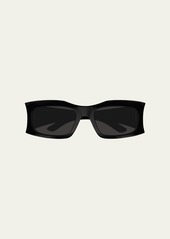 Balenciaga Concaved Acetate Rectangular Sunglasses
