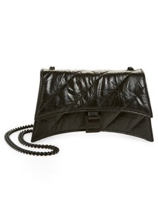 Balenciaga Crush Quilted Crinkle Leather Wallet on a Chain