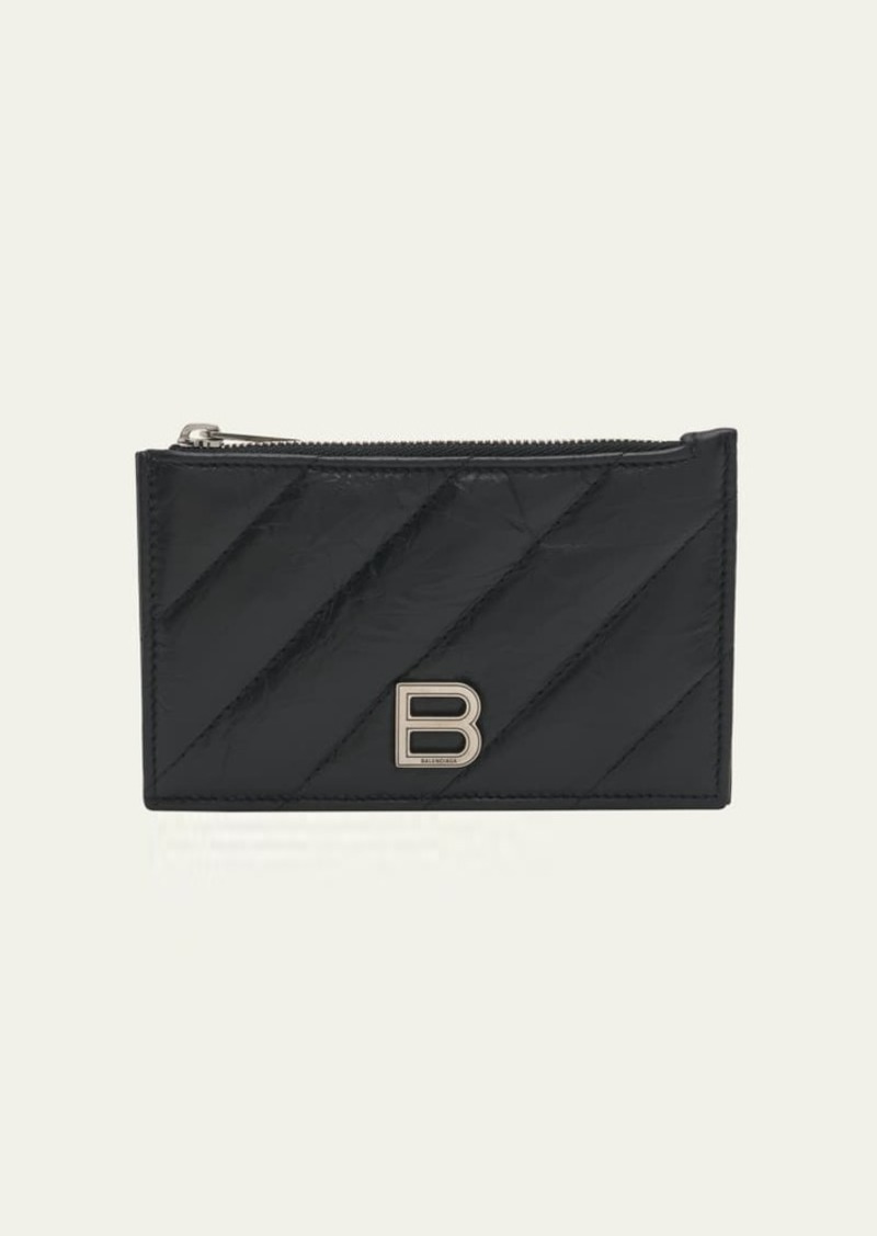 Balenciaga Crush Quilted Leather Card Holder