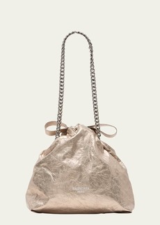 Balenciaga Crush Small Metallic Leather Shoulder Bag