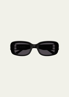 Balenciaga Cut-Out BB Acetate Rectangle Sunglasses