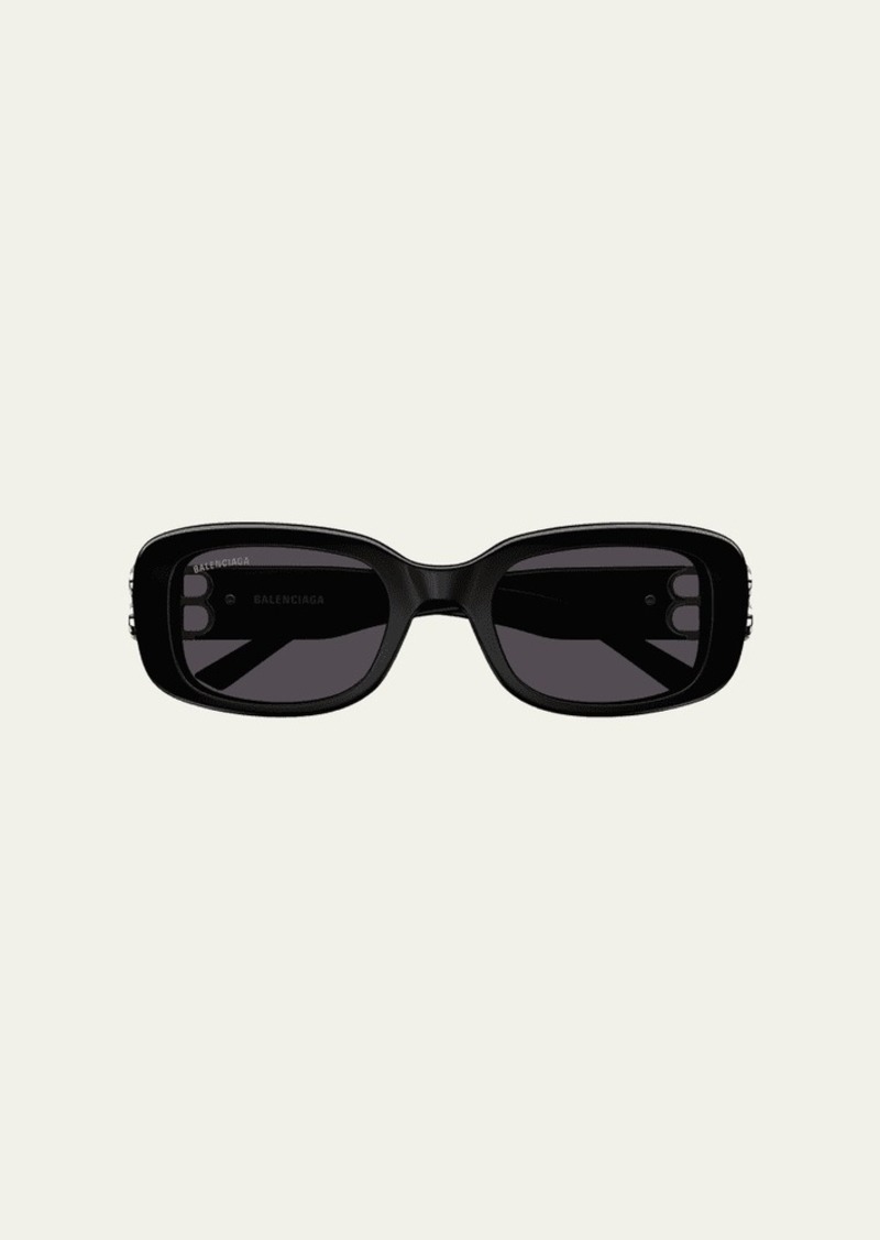 Balenciaga Cut-Out BB Acetate Rectangle Sunglasses
