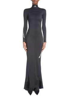 Balenciaga Cutout Back Long Sleeve Technical Jersey Gown