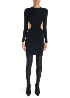 Balenciaga Cutout Long Sleeve Stretch Jersey Minidress