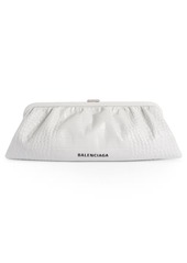 Balenciaga Extra Large Cloud Croc Embossed Leather Clutch in White at Nordstrom