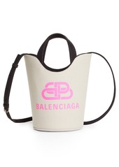 Balenciaga Extra Small Wave Canvas Tote in Natural/Fluo Pink at Nordstrom
