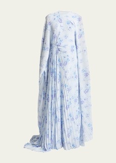 Balenciaga Floral-Print Circle Pleated Dress