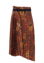 Balenciaga Floral-print pleated-jersey midi skirt