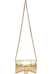 Balenciaga Gold Croc Hourglass Wallet Bag