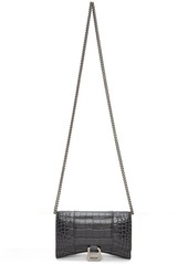 Balenciaga Grey Croc Hourglass Wallet Bag