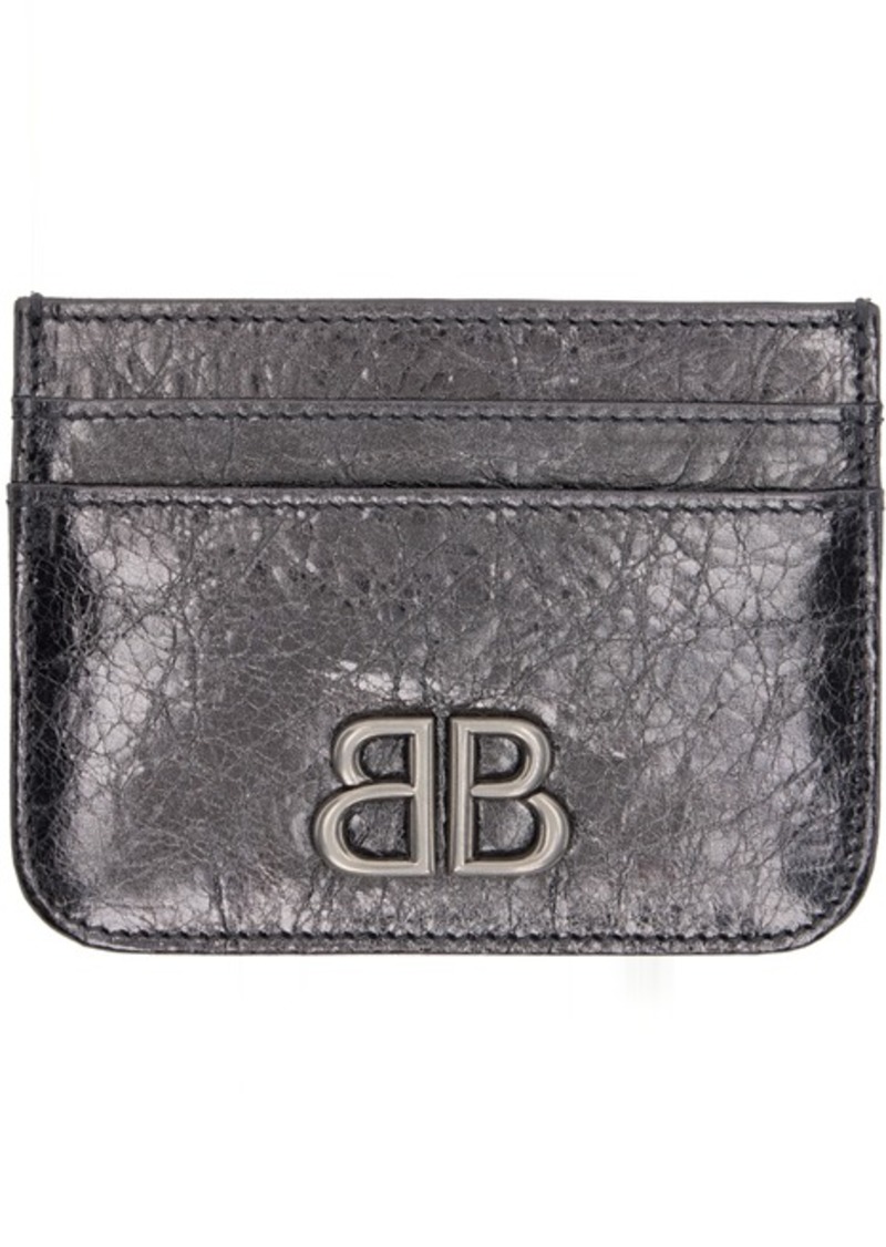 Balenciaga Gunmetal Monaco Metallized Card Holder