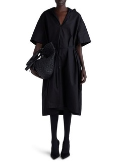 Balenciaga Hooded Cotton Poplin Midi Dress