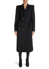 Balenciaga Hourglass Double Breasted Wool Gabardine Coat