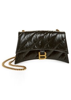 Balenciaga Hourglass Quilted Crushed Leather Wallet on a Chain