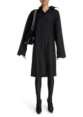 Balenciaga Kick Collar Cocoon Long Sleeve Cotton Poplin Shirtdress