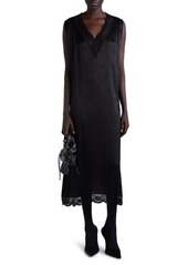 Balenciaga Lace Trim Sleeveless Silk Jacquard Dress