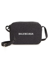 Balenciaga Large Everyday Glitter Calfskin Camera Bag in Black at Nordstrom