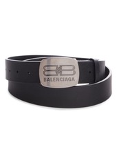Balenciaga Logo Buckle Leather Belt in Black at Nordstrom