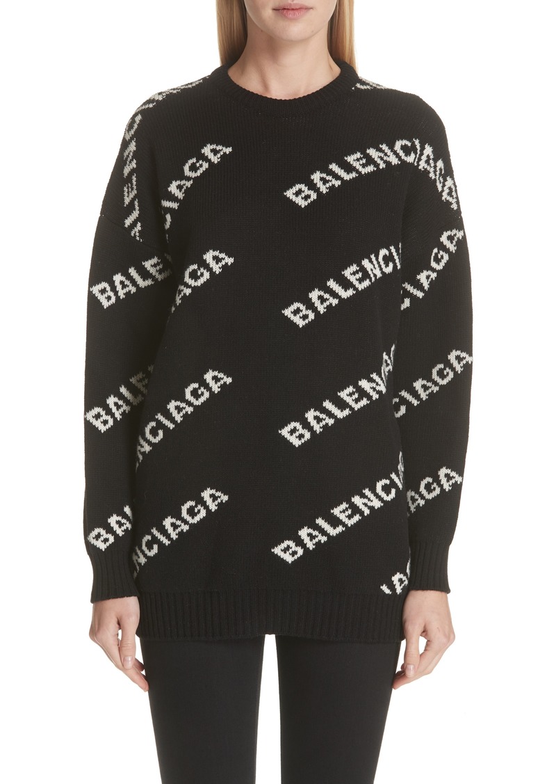 balenciaga logo knitted sweater