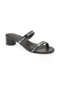 Balenciaga Logo Slide Sandal in Black/White at Nordstrom