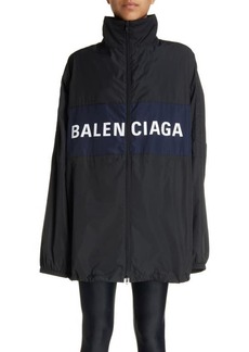 Balenciaga Logo Zip-Up Oversize Jacket