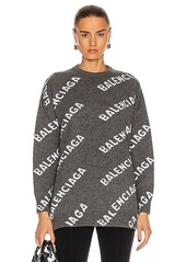 Balenciaga Long Sleeve Logo Crew Neck Sweater