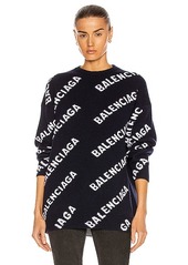 Balenciaga Long Sleeve Logo Crewneck Sweater