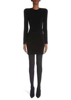 Balenciaga Long Sleeve Stretch Crepe Minidress