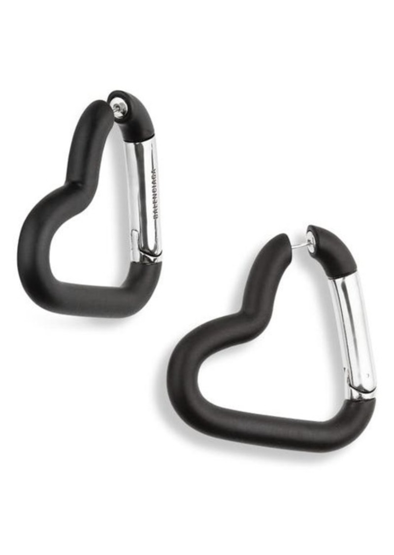 Balenciaga Love Carabiner Heart Hoop Earrings