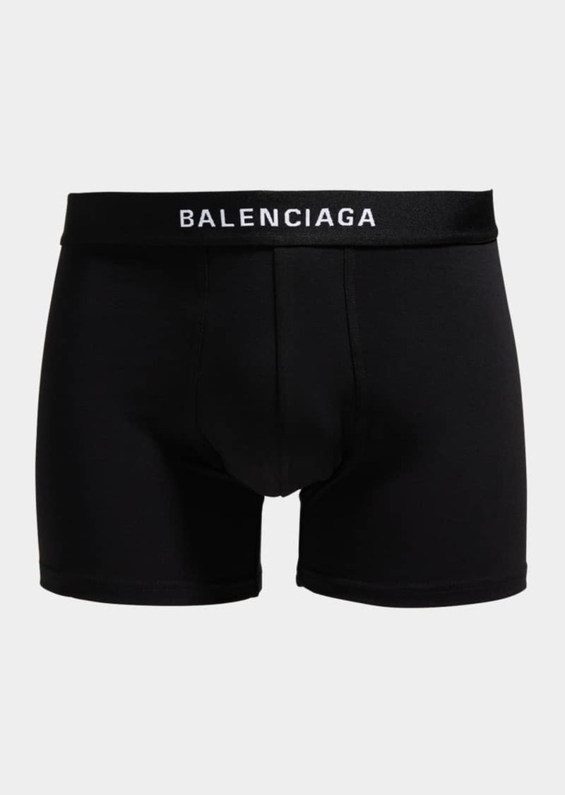 Balenciaga Men's Cotton-Stretch Logo Boxer Briefs