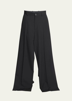 Balenciaga Men's Double-Front Wool Twill Pants