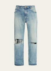 Balenciaga Men's Loose Knee-Rip Jeans