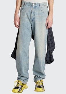 Balenciaga Men's Relaxed Jeans with Attached Shirt