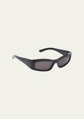 Balenciaga Men's Square Acetate Sunglasses with Etched Logo