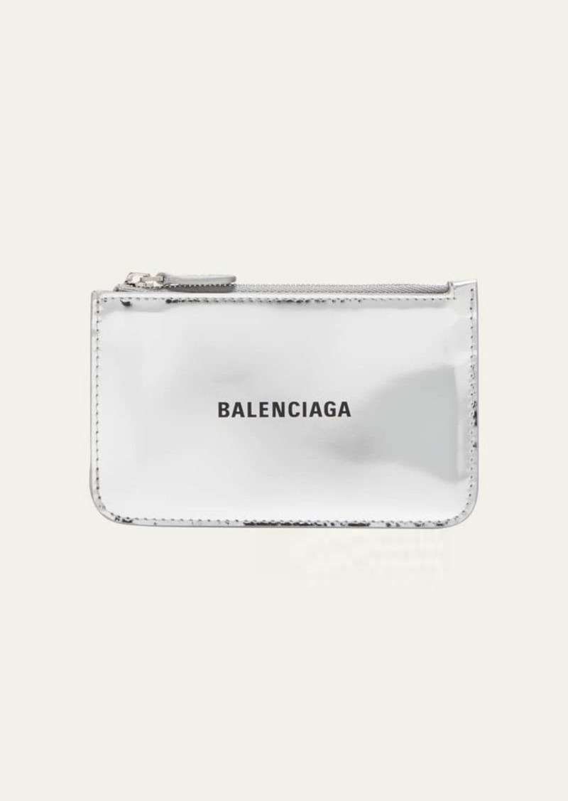 Balenciaga Metallic Zip Leather Card Holder