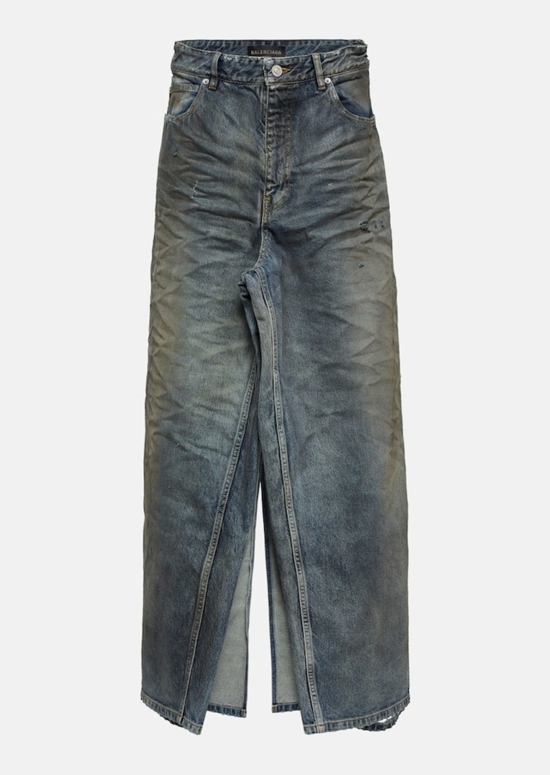 Balenciaga Mid-waist denim maxi skirt