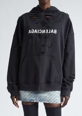 Balenciaga Mirror Logo Oversized Ripped Hoodie