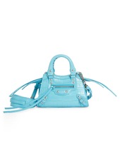 Balenciaga Nano Neo Classic City Croc Embossed Leather Top Handle Bag in Azur at Nordstrom