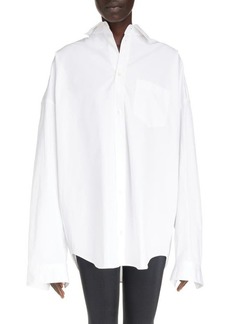 Balenciaga Oversize Cocoon Cotton Poplin Button-Up Shirt