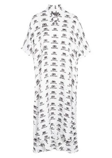 Balenciaga Oversize Jacquard Logo Silk Dress