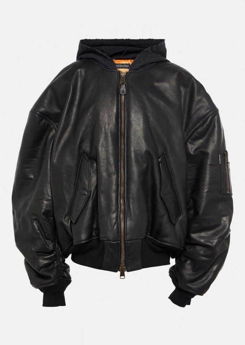 Balenciaga Oversized leather bomber jacket