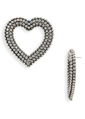 Balenciaga Pavé Crystal Heart Drop Earrings