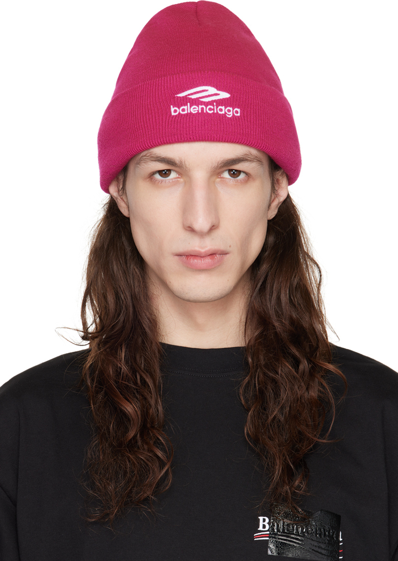 Balenciaga Pink 3B Sports Icon Beanie