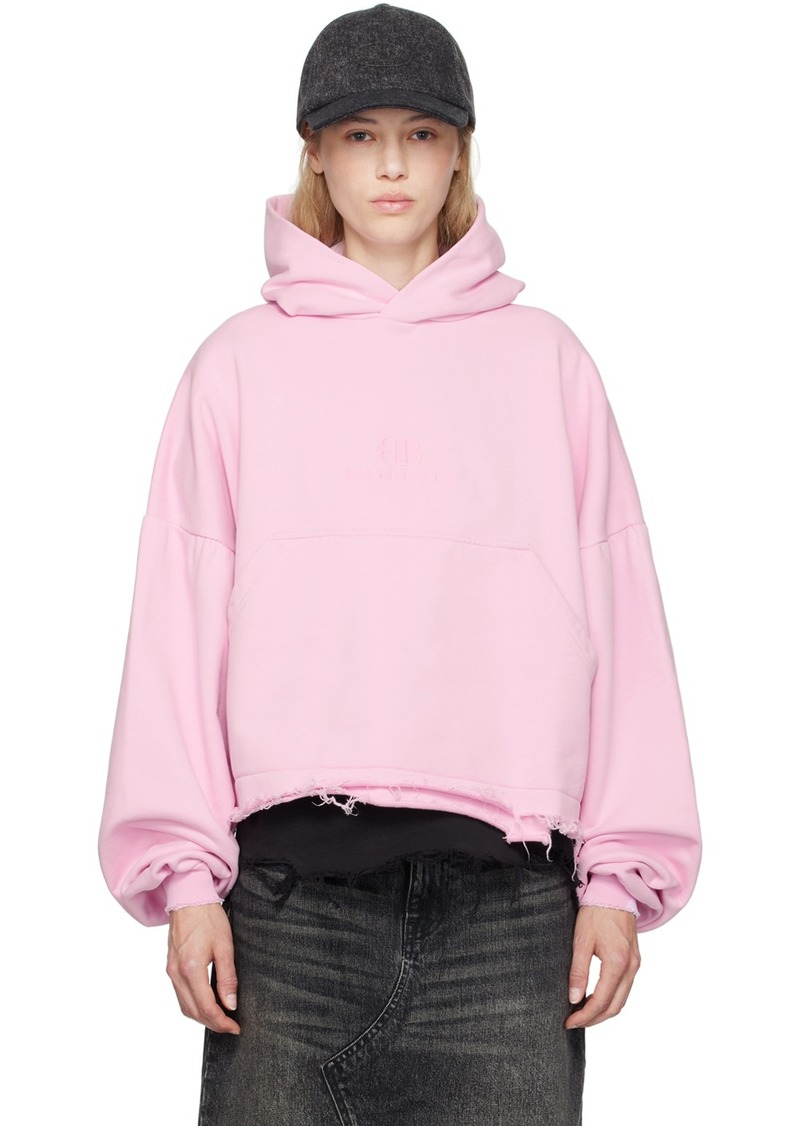 Balenciaga Pink Distressed Hoodie