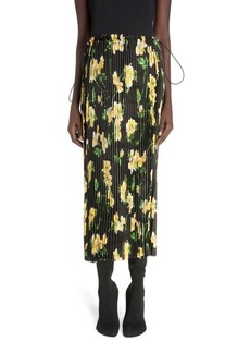 Balenciaga Pleated Floral Midi Skirt