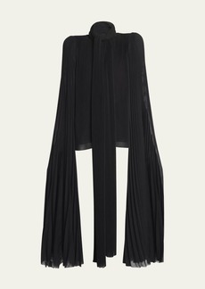 Balenciaga Pleated Long-Sleeve Blouse with Scarf