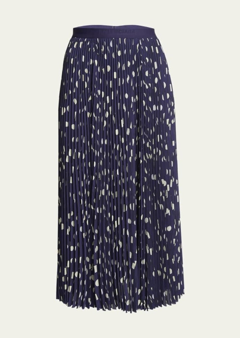 Balenciaga Polka Dot Elastic Logo Midi Skirt